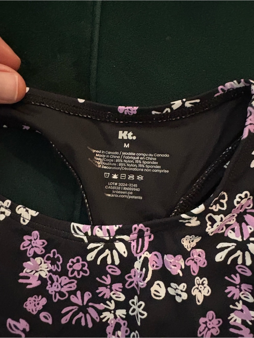 Knix Teen Swim Tankini Floral Black & Pink Set- Period Swim - Picture 3 of 3